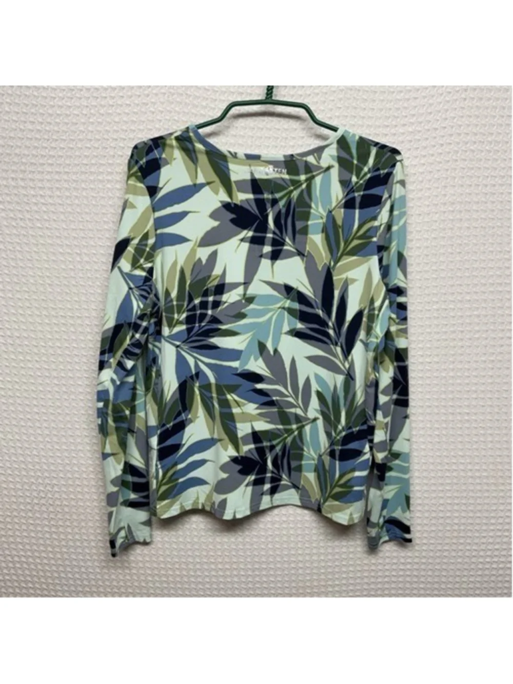 NWOT Hang Ten UPF50 Green Blue Tropical Floral Rash Guard Swim Shirt Women L‎